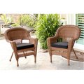 Jeco W00205-4-C-FS017-CS Honey Wicker Chair with Black Cushion W00205_4-C-FS017-CS